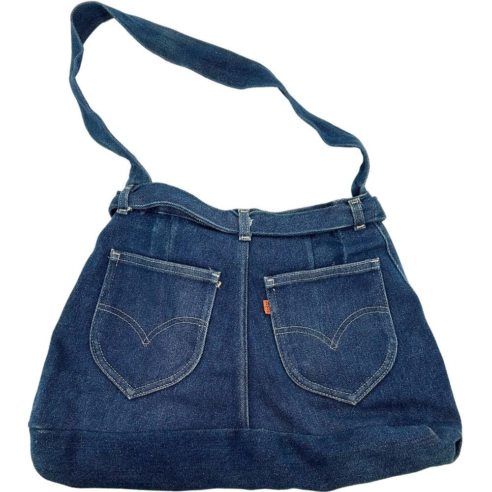Vintage 80s 90s women's custom made blue Levi's orange tab shoulder bag‎